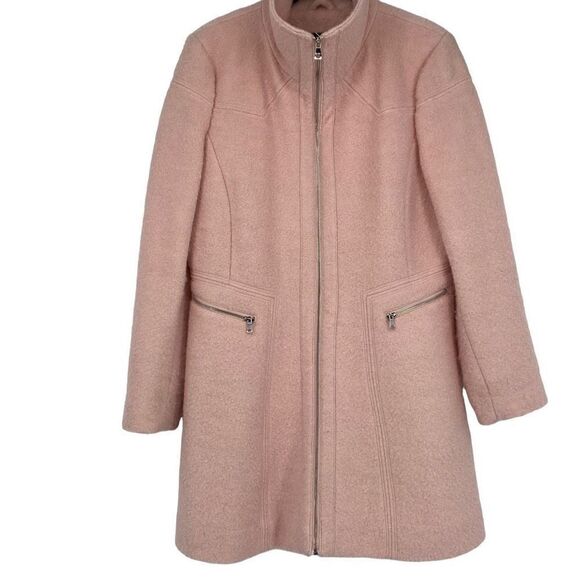 Jessica Simpson Tenth Anniversary Edition Wool Blend Zip Front Over Coat Pink XL - Picture 1 of 16